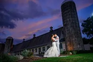 evening photo of wedding couple