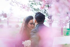 spring photo of indian wedding couple